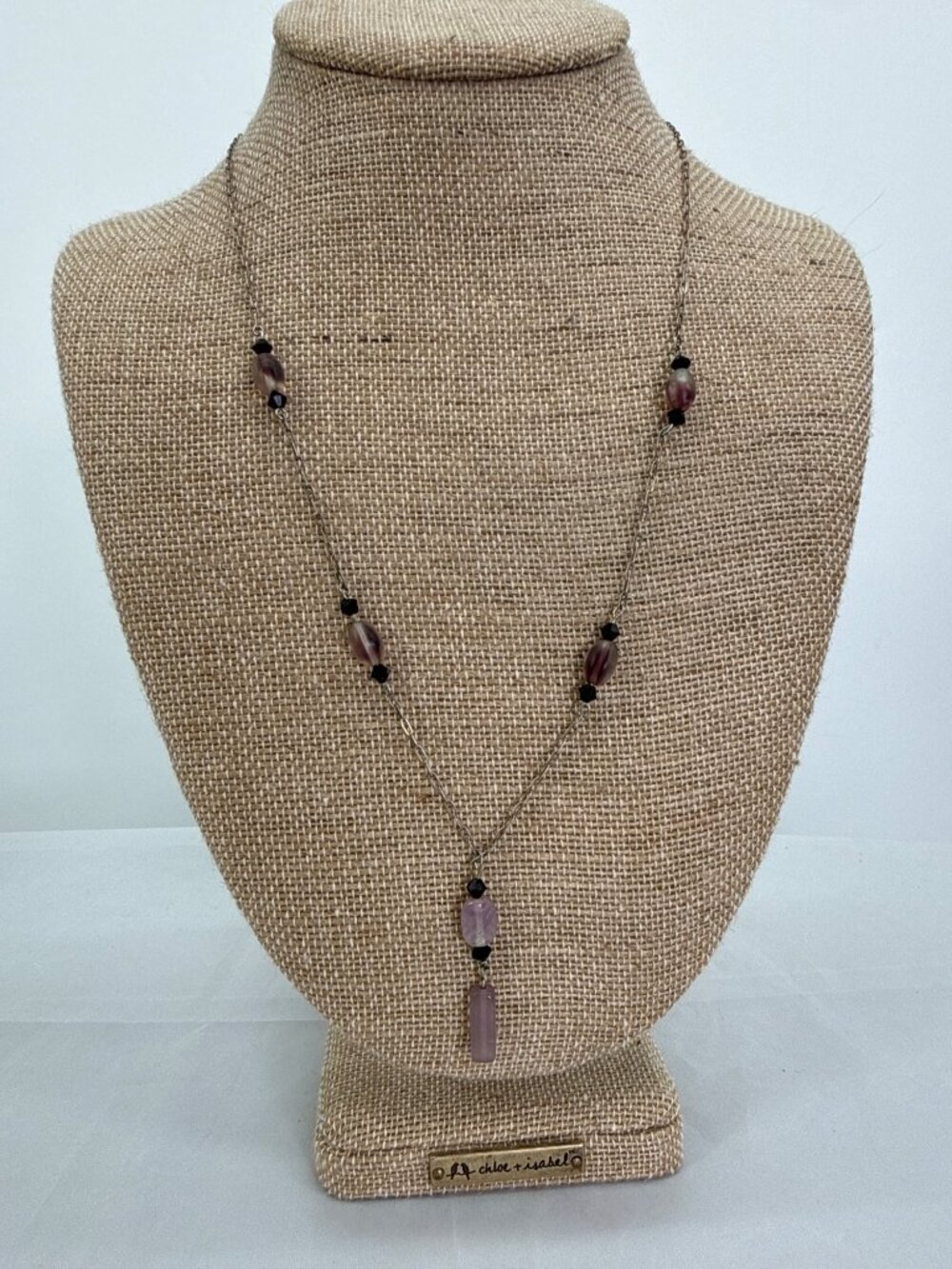 Chloe + Isabel Purple Amethyst Beaded Y-Drop Lariat Necklace Boho Goth Fairy